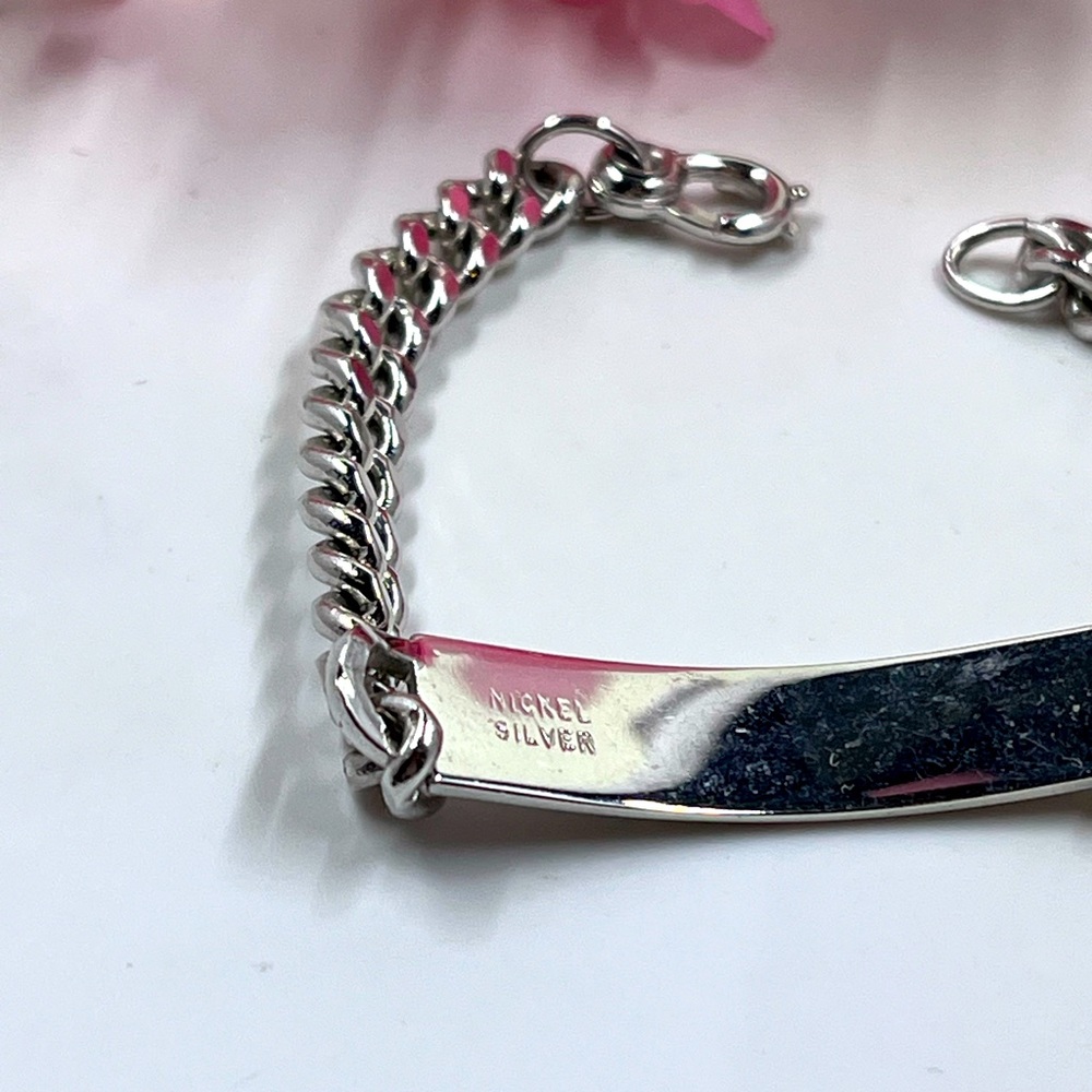 Nickel Silver Signed Vintage Engraveable ID Bracelet No Engravings or Scratches - Picture 5 of 7